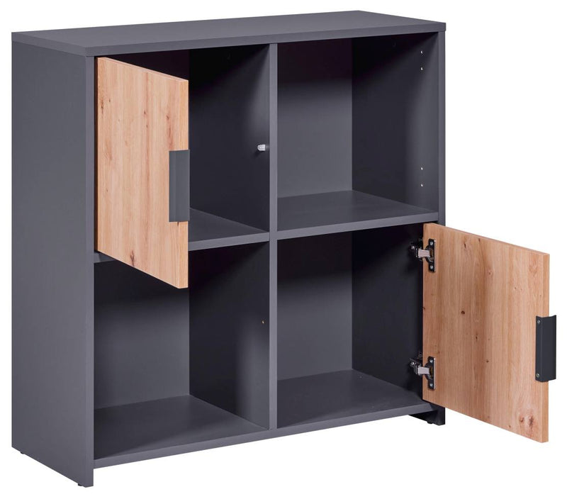 Regal Bücherregal PEPETO 2T mit 2 Türen Optik Grau / Artisan Eiche