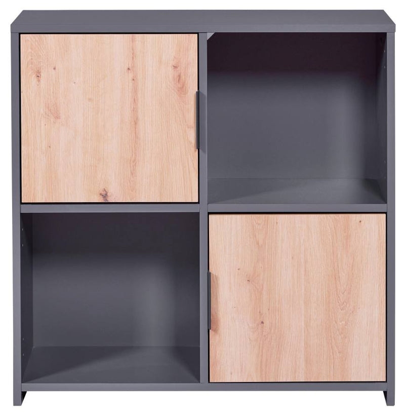 Regal Bücherregal PEPETO 2T mit 2 Türen Optik Grau / Artisan Eiche