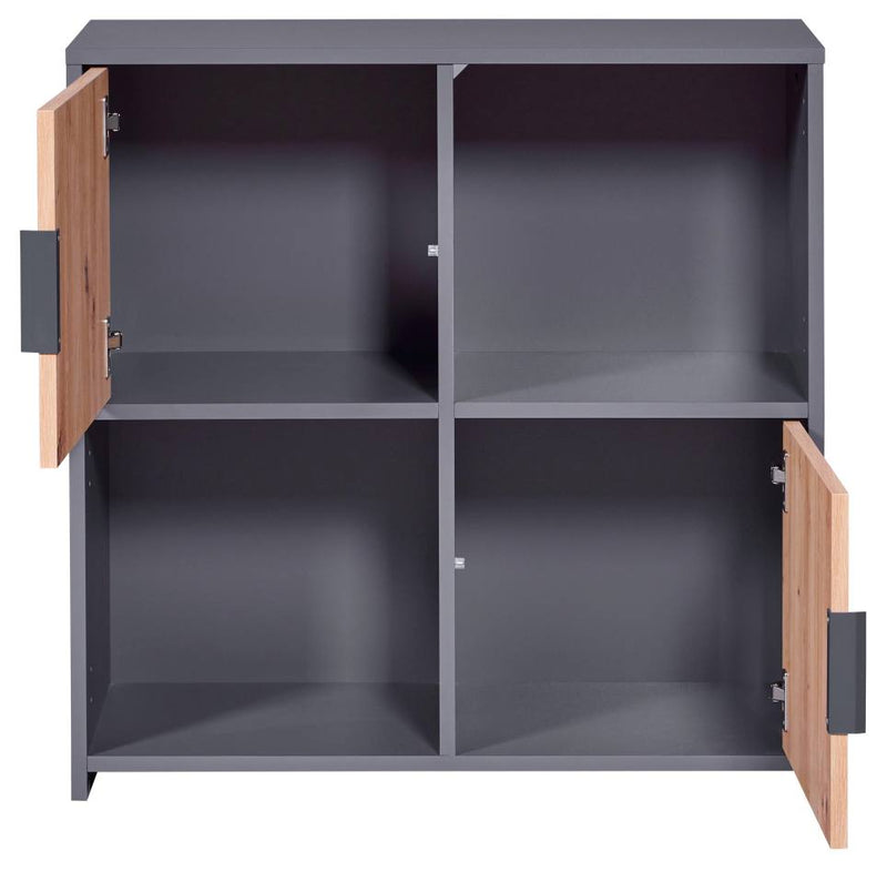 Regal Bücherregal PEPETO 2T mit 2 Türen Optik Grau / Artisan Eiche