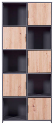 Bücherregal PEPETO 5T Regal mit 5 Türen Optik Grau / Artisan Eiche