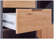 Regal Kommode PEPETO 2 Türen 2 Schubladen Optik Grau / Artisan Eiche
