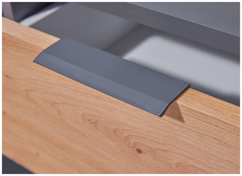 Regal Kommode PEPETO 2 Türen 2 Schubladen Optik Grau / Artisan Eiche