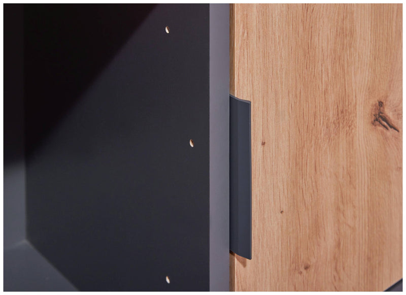 Regal Kommode PEPETO 2 Türen 2 Schubladen Optik Grau / Artisan Eiche