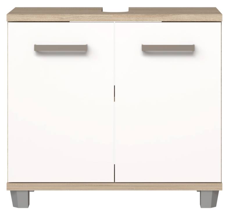 Waschbeckenunterschrank VERIS Kommode 2-trg. Sonoma Eiche / Weiß