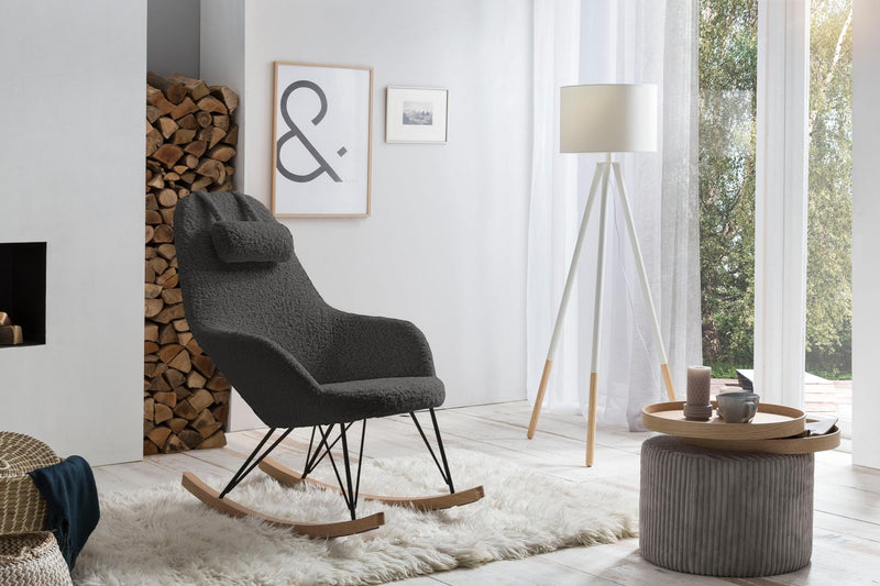 SalesFever Schaukelstuhl Teddyfell Kissen grau