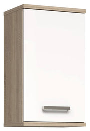 Badezimmer Hängeschrank VERIS Wandschrank Sonoma Eiche / Weiß glänzend