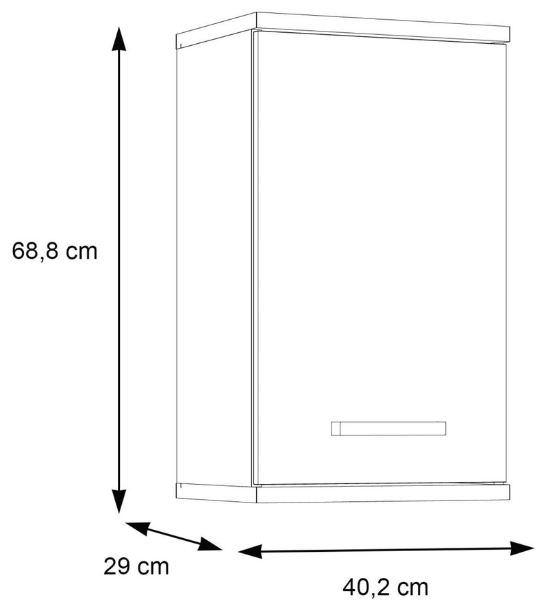 Badezimmer Hängeschrank VERIS Wandschrank Sonoma Eiche / Weiß glänzend