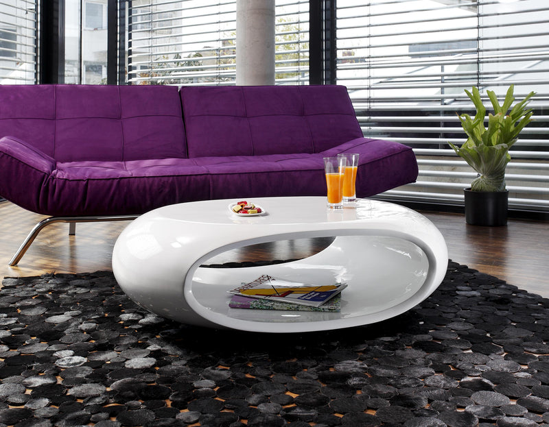 SalesFever Couchtisch 100x70x32 cm Fiberglas weiß oder grau lieferbar