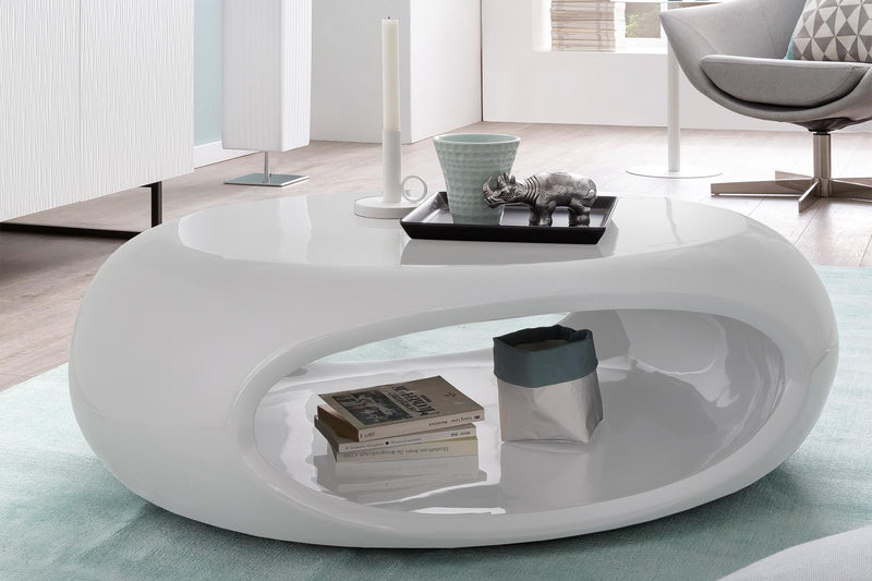 SalesFever Couchtisch 100x70x32 cm Fiberglas weiß oder grau lieferbar