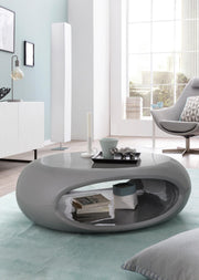 SalesFever Couchtisch 100x70x32 cm Fiberglas weiß oder grau lieferbar