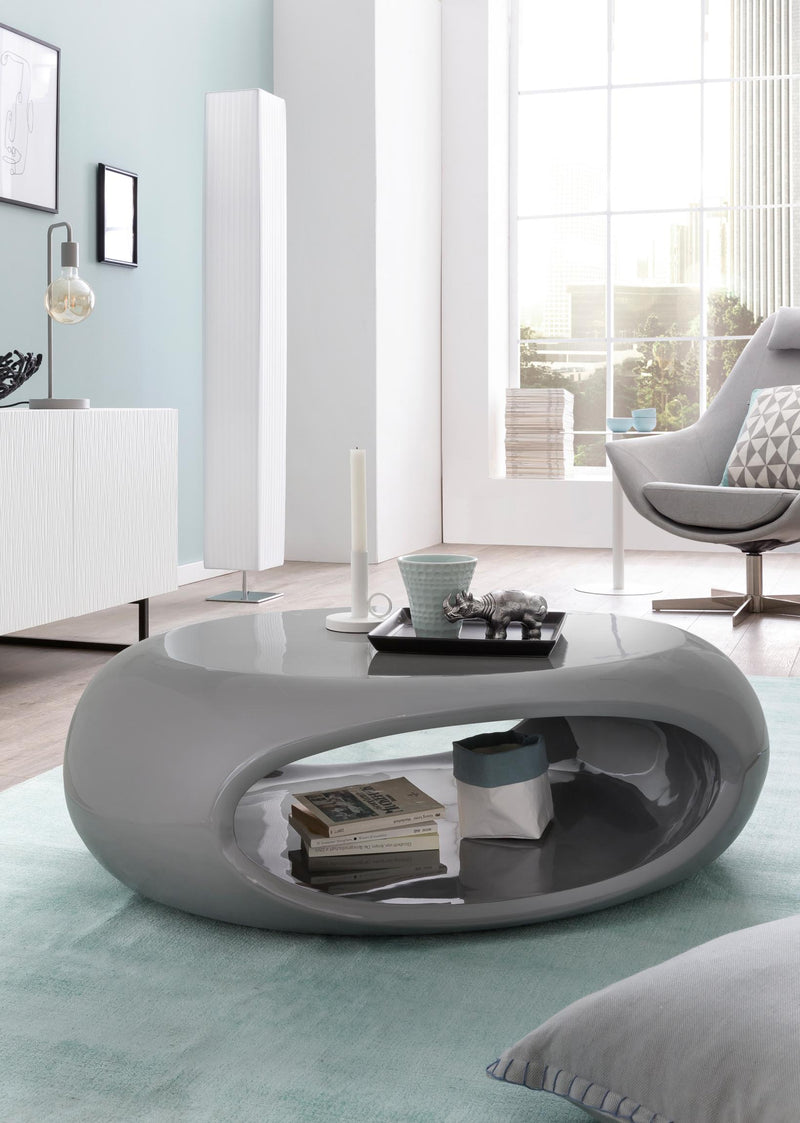 SalesFever Couchtisch 100x70x32 cm Fiberglas weiß oder grau lieferbar