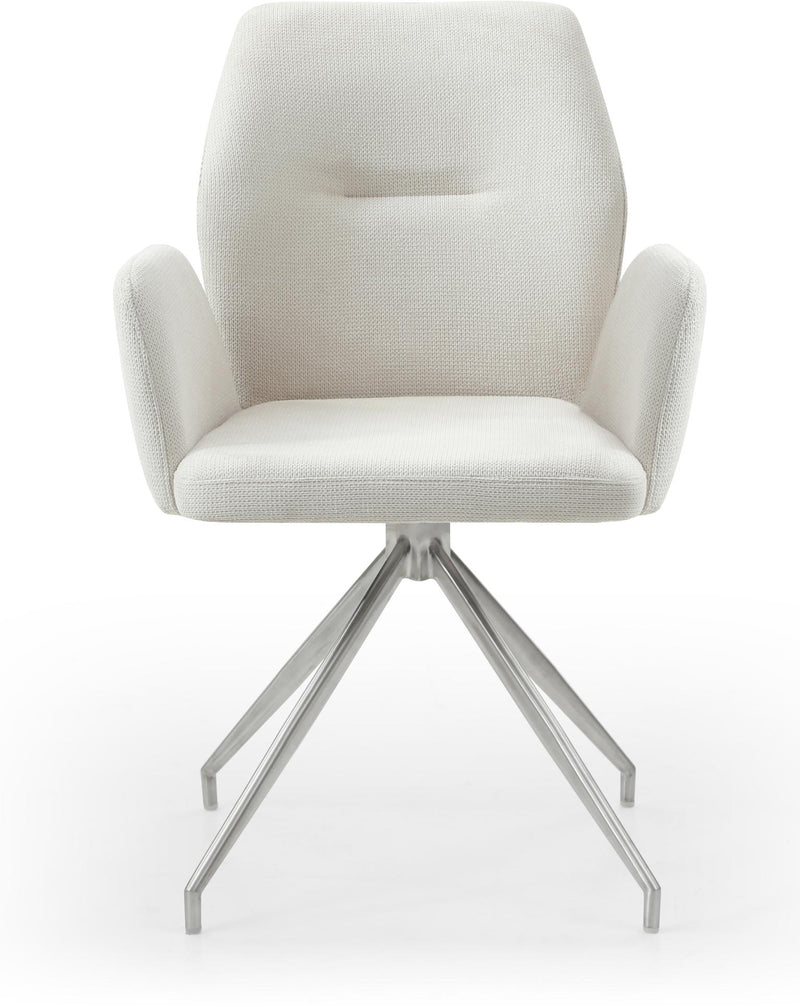 SalesFever Armlehnstuhl mit 180° Drehfunktion Gestell Edelstahl Bezug Creme