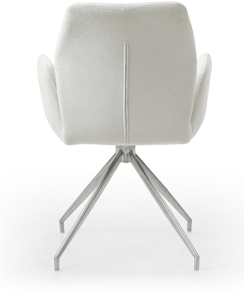 SalesFever Armlehnstuhl mit 180° Drehfunktion Gestell Edelstahl Bezug Creme