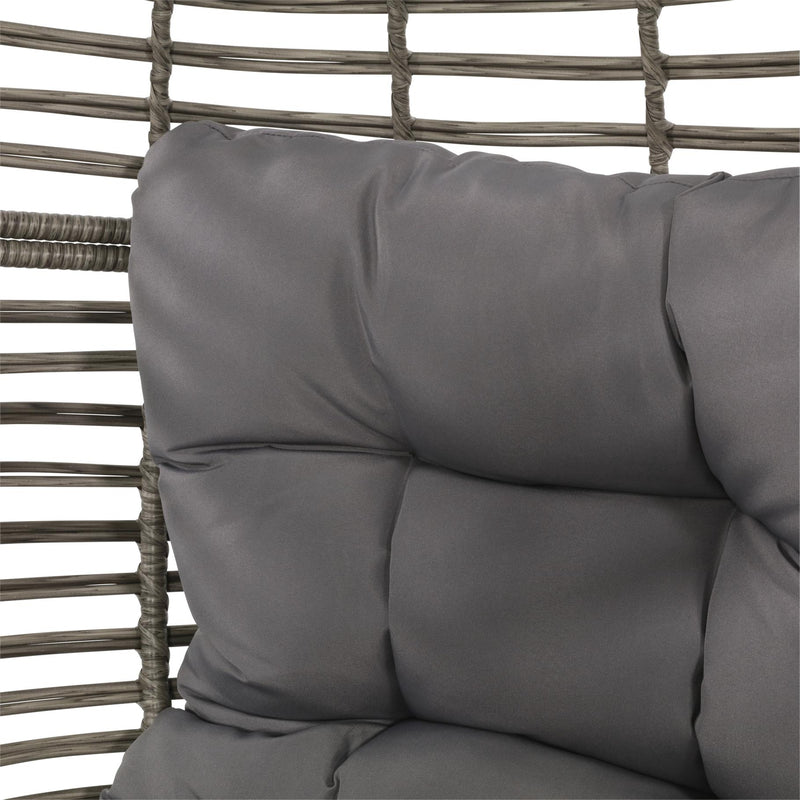Lesli Living Relaxsessel CHILL Garten Stuhl Sitzei Egg Polyrattan Grau
