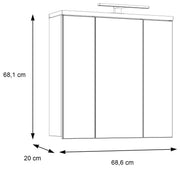 Hängeschrank VERIS Spiegelschrank 3 Türen Sonoma Eiche / Weiß glänzend