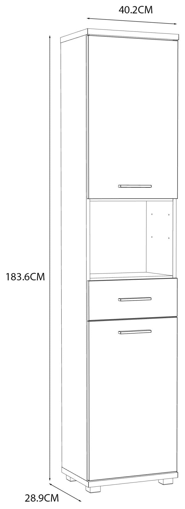 Badezimmer-Hochschrank CHAMP 2 Türen Beton Dunkelgrau / Weiß glänzend