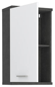 Badezimmer Hängeschrank CHAMP Optik Beton Dunkelgrau / Weiß glänzend