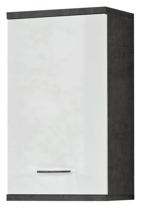 Badezimmer Hängeschrank CHAMP Optik Beton Dunkelgrau / Weiß glänzend
