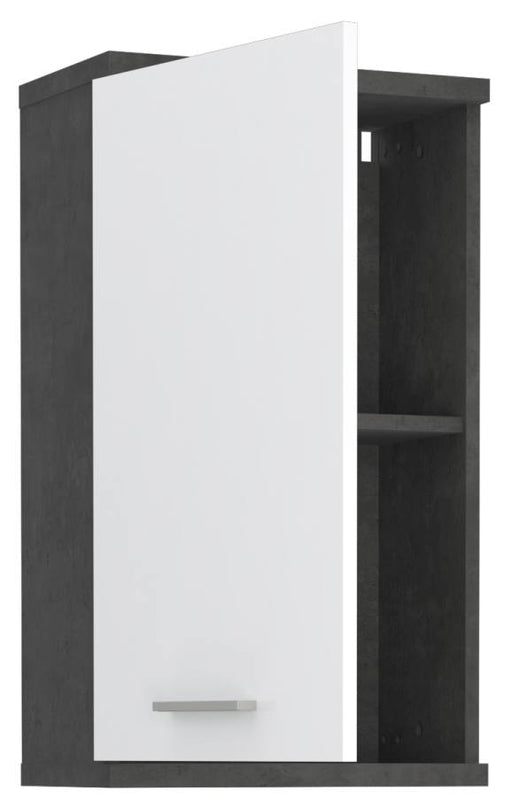 Badezimmer Hängeschrank CHAMP Optik Beton Dunkelgrau / Weiß glänzend