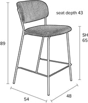 Hocker Tresenhocker JOLIEN BLACK DARK GREY