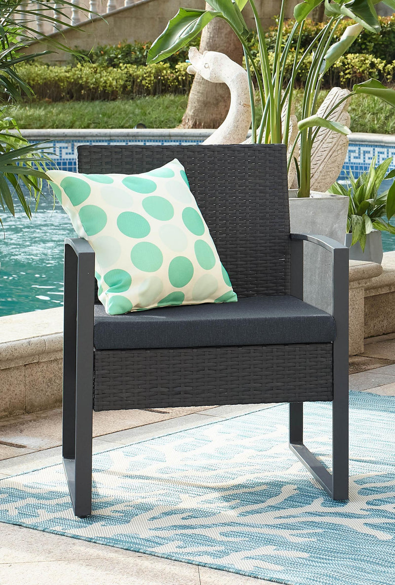 Garten Sitzgruppe 5-teilig Polyrattan anthrazit mit Tisch und Kissen
