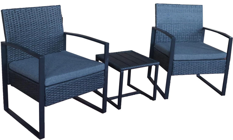 Garten Sitzgruppe 5-teilig Polyrattan anthrazit mit Tisch und Kissen