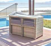 Garten Sitzgruppe Gartenbar 9-teilig Polyrattan mit Kissen