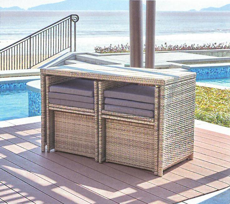 Garten Sitzgruppe Gartenbar 9-teilig Polyrattan mit Kissen