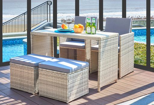 Garten Sitzgruppe Gartenbar 9-teilig Polyrattan mit Kissen
