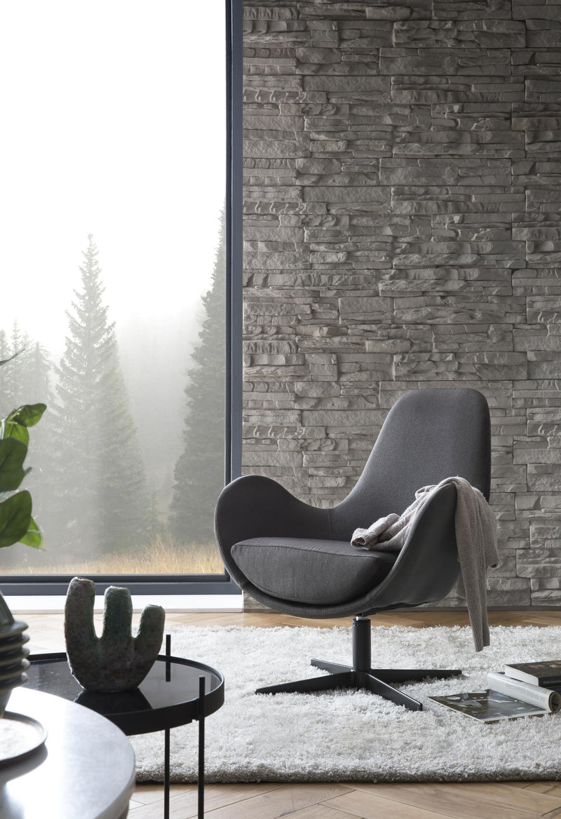 SalesFever Sessel mit Drehfunktion und extra dickem Sitzkissen in Dunkelgrau
