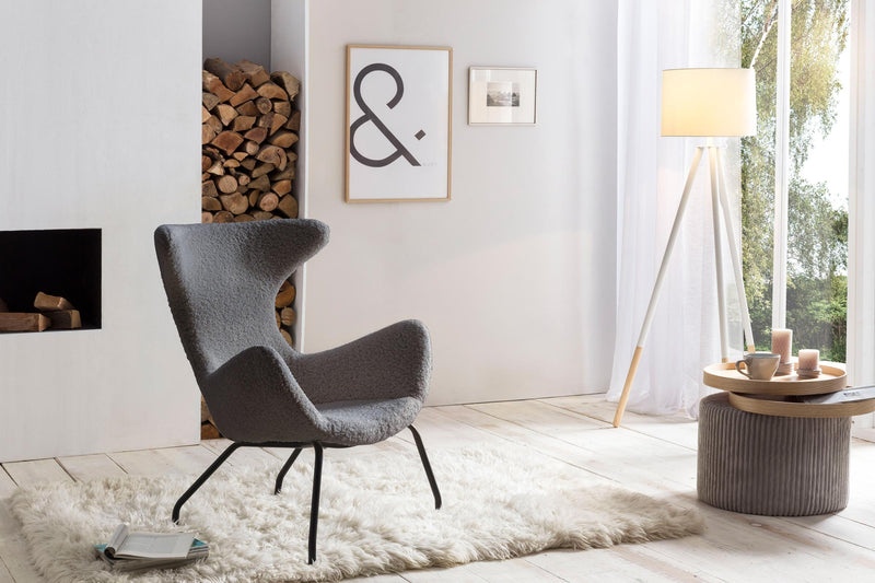 SalesFever Relaxsessel Teddyfell grau