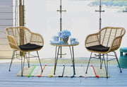 Balkonset Garten Sitzgruppe 5-teilig Polyrattan Farbe natur mit Kissen