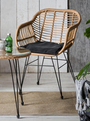 Balkonset Garten Sitzgruppe 5-teilig Polyrattan Farbe natur mit Kissen