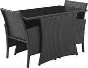 Garten Sitzgruppe Balkonset Polyrattan schwarz mit Tisch und Kissen