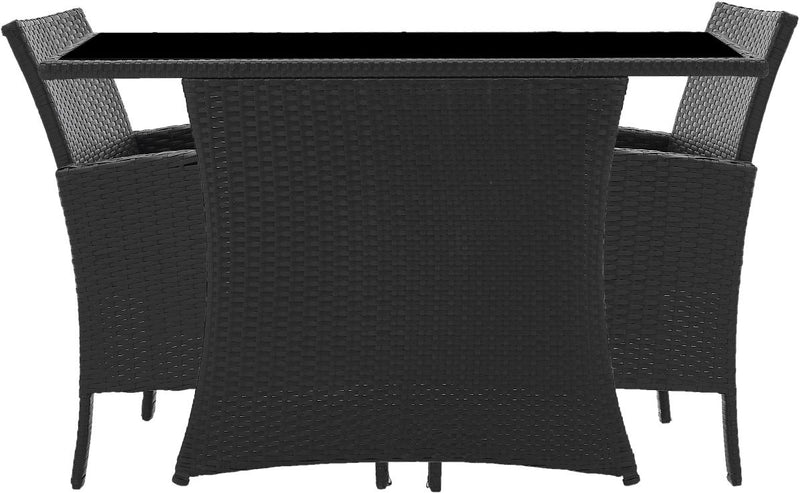 Garten Sitzgruppe Balkonset Polyrattan schwarz mit Tisch und Kissen