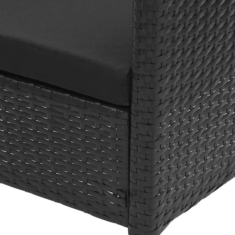 Garten Sitzgruppe Balkonset Polyrattan schwarz mit Tisch und Kissen