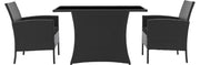 Garten Sitzgruppe Balkonset Polyrattan schwarz mit Tisch und Kissen
