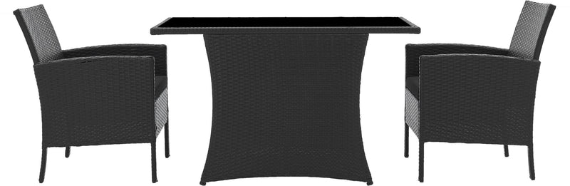 Garten Sitzgruppe Balkonset Polyrattan schwarz mit Tisch und Kissen