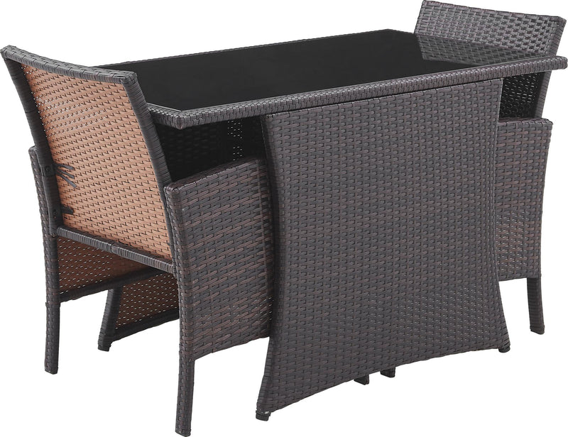 Garten Sitzgruppe Balkonset Polyrattan braun mit Tisch und Kissen