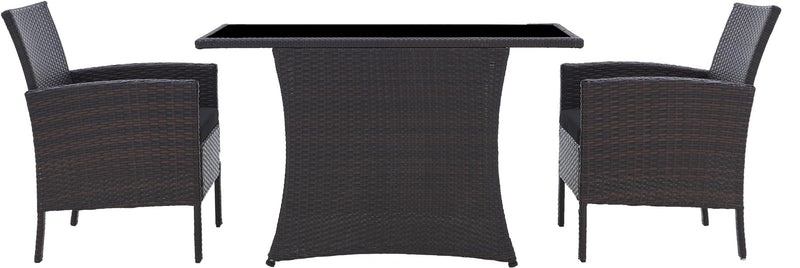 Garten Sitzgruppe Balkonset Polyrattan braun mit Tisch und Kissen