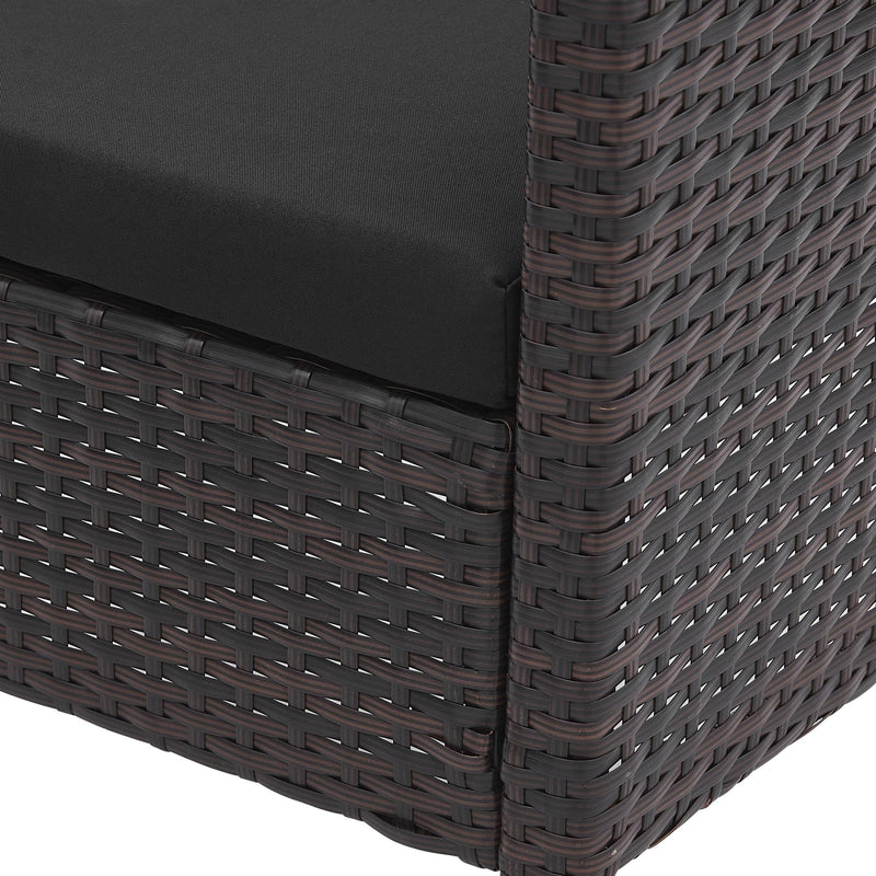 Garten Sitzgruppe Balkonset Polyrattan braun mit Tisch und Kissen