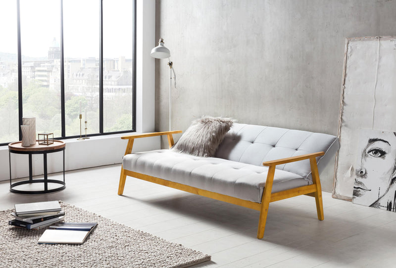 SalesFever Schlafsofa 190x85x81 cm hellgrau Webstoff