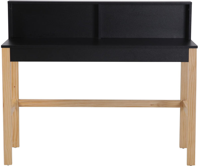 Schreibtisch in schwarz mit kleinem Aufsatz