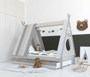 Kinderbett Bett in angesagter Tipiform  90 x 200 cm mit Lattenrost