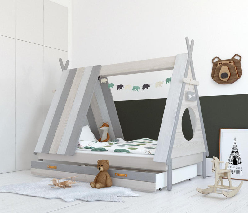 Kinderbett Bett in angesagter Tipiform  90 x 200 cm mit Lattenrost