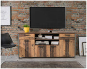Sideboard Kommode CLIF 4 Türen 2 Schubladen Optik Old Wood Vintage