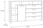 Kommode Sideboard CLIF 1 Tür 4 Schubladen Old Wood Optik von Forte