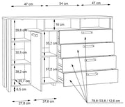 Kommode Sideboard CLIF 1 Tür 4 Schubladen Old Wood Optik von Forte