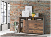 Kommode Sideboard CLIF 1 Tür 4 Schubladen Old Wood Optik von Forte