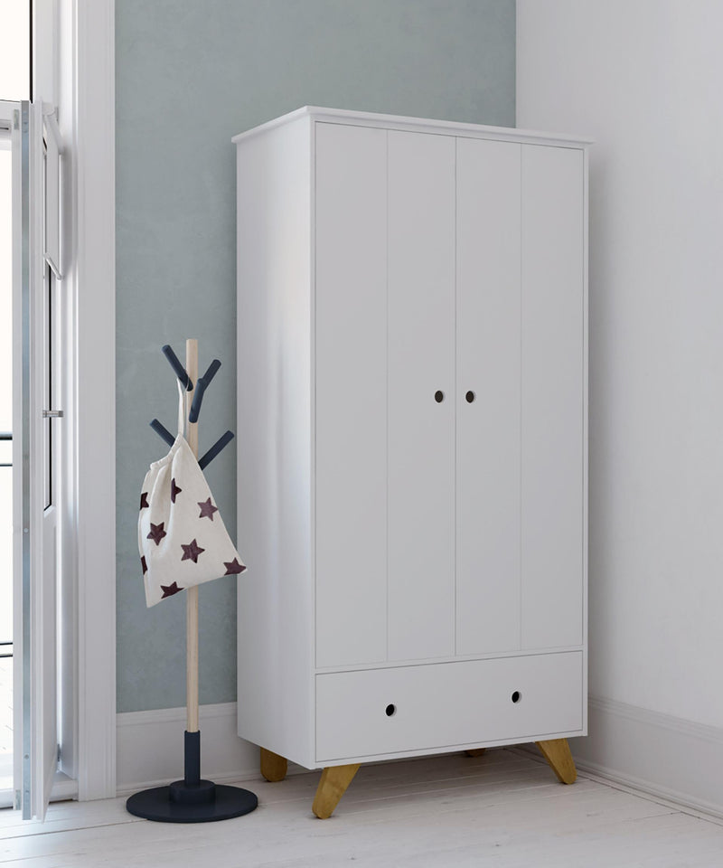 Schrank Kleiderschrank in Weiß mit Türe und Schublade